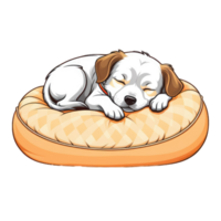 cartoon dog sleeping on a pillow png