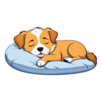 dessin animé chien en train de dormir sur une oreiller png