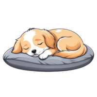 cartoon dog sleeping on a pillow png