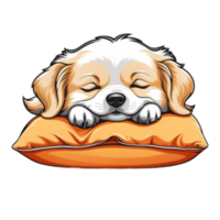 cartoon dog sleeping on a pillow png