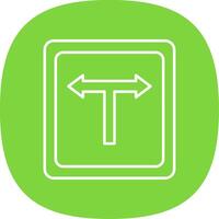 T Junction Line Curve Icon vector