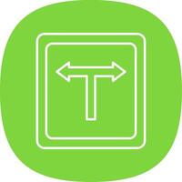 T Junction Line Curve Icon vector