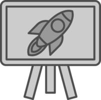 cohete línea circulo icono vector