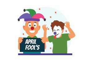 April Fools Flat Illustration Design vector