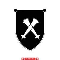 Titanic Defense Massive Shield Silhouette Commanding Respect vector