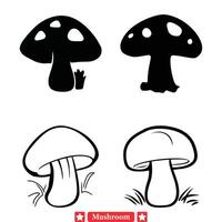 Fantasy Fungi Flourish Whimsical Mushroom Set for Artistic Revelations vector