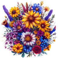 bunt und schön Blumen, T-Shirt Design png