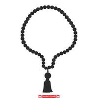 Harmonious Tasbih Set Artistic Silhouettes Representing Muslims Counting Beads for Divine Connection vector