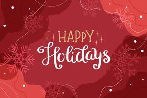 Happy holidays abstract greeting card or banner template with lettering and snowflakes. illustration vector