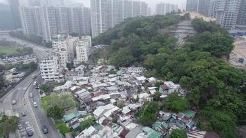 logement pour le pauvres dans Hong kong drone vue video