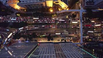 Top view of the road in the center of Hong Kong with traffic video