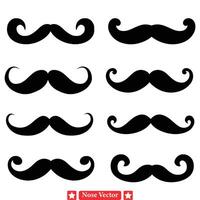 Charming Accents Mustache Silhouette Ensemble Delightful Designs to Enhance Your Artistic Vision vector