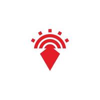 sun red ancient simple geometric logo vector