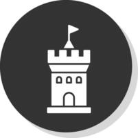Castle Glyph Grey Circle Icon vector