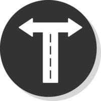 cruce de caminos glifo gris circulo icono vector