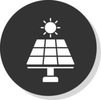 solar panel glifo gris circulo icono vector
