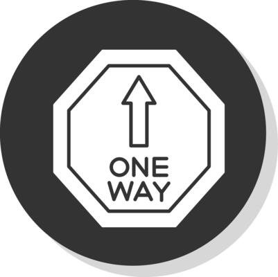 One Way Glyph Grey Circle Icon