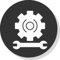 Gear Glyph Grey Circle Icon vector