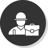 trabajador glifo gris circulo icono vector