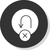 No tu giro glifo gris circulo icono vector