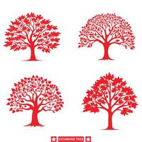 Tranquil Sycamore Scenery Captivating Silhouette Set vector