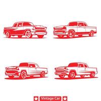 Antique Car Illustration Kit Handcrafted Silhouettes Evoking the Charm of Yesteryears vector