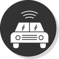 Autonomous Car Glyph Grey Circle Icon vector