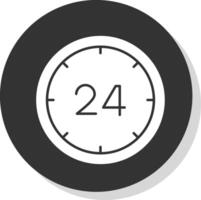 24 horas glifo gris circulo icono vector