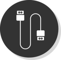 cable glifo gris circulo icono vector