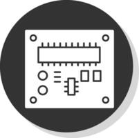 tarjeta de circuito impreso tablero glifo gris circulo icono vector