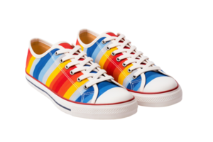 Striped Canvas Sneakers on transparent background. png