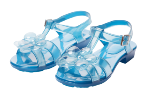 Blue Jelly Sandals on transparent background. png