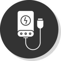 Power Bank Glyph Grey Circle Icon vector
