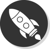 Rocket Glyph Grey Circle Icon vector