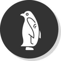 pingüino glifo gris circulo icono vector