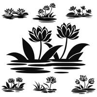 Graceful Water Lilies Elegant Silhouette Collection vector