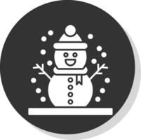 monigote de nieve glifo gris circulo icono vector