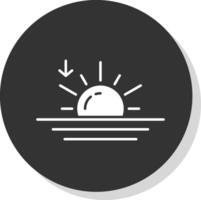 Sunset Glyph Grey Circle Icon vector