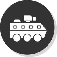 blindado camioneta glifo gris circulo icono vector