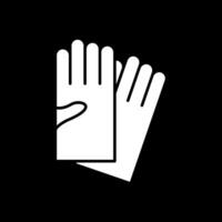 mano guantes glifo invertido icono vector