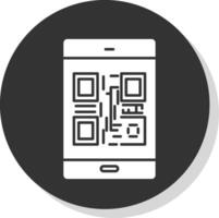 Qr Code Glyph Grey Circle Icon vector