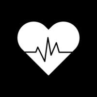 Heart Beat Glyph Inverted Icon vector