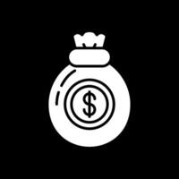 Money Bag Glyph Inverted Icon vector