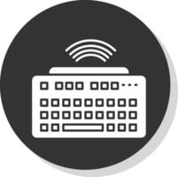 Wireless Keyboard Glyph Grey Circle Icon vector