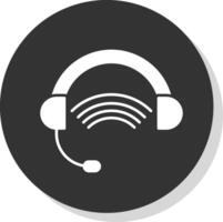 Headphones Glyph Grey Circle Icon vector