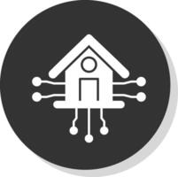 inteligente hogar glifo gris circulo icono vector