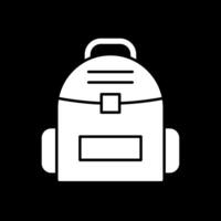 icono de glifo invertido de mochila vector