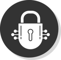 Lock Glyph Grey Circle Icon vector