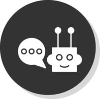 Chatbot Glyph Grey Circle Icon vector