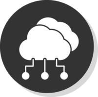 Cloud Computing Glyph Grey Circle Icon vector